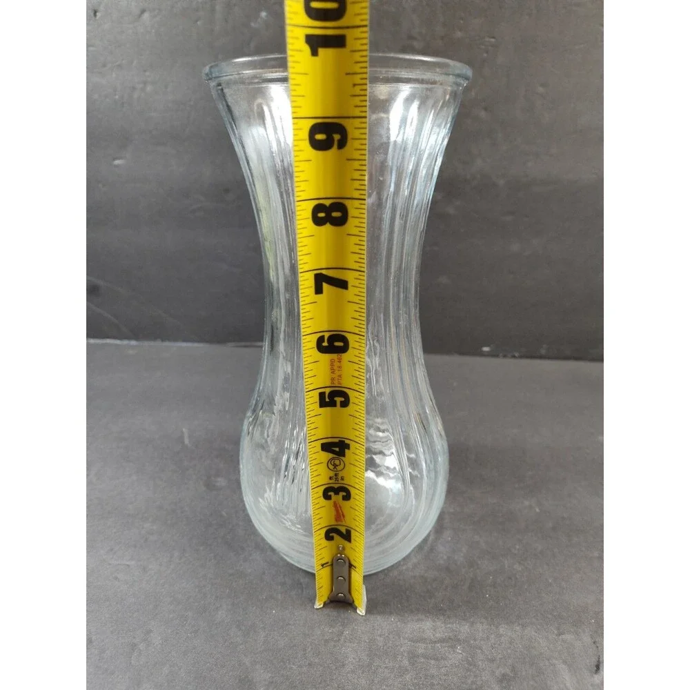 Vintage Hoosier Glass Vase 4087-B Clear Glass, Decorative Ribbed 9-3/4